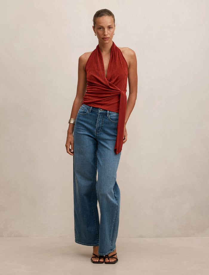 Gianna Wrap Halter Top Forever New