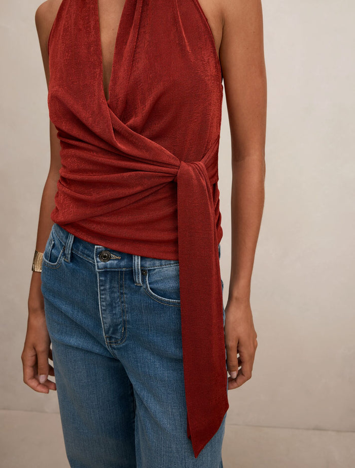 Gianna Wrap Halter Top Forever New