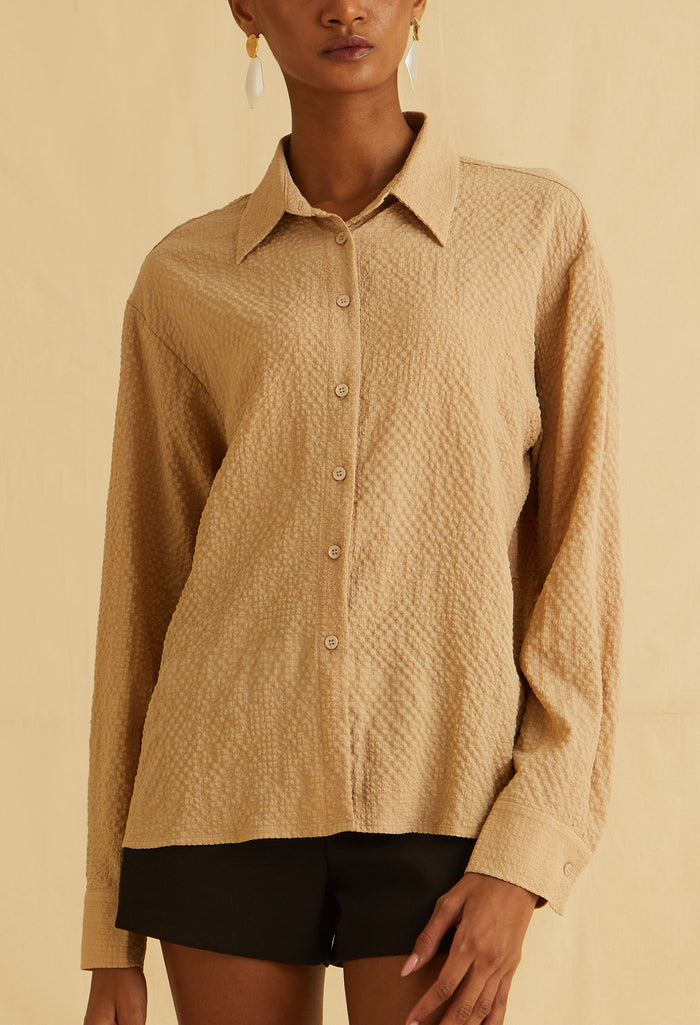Grace Textured Collared Top