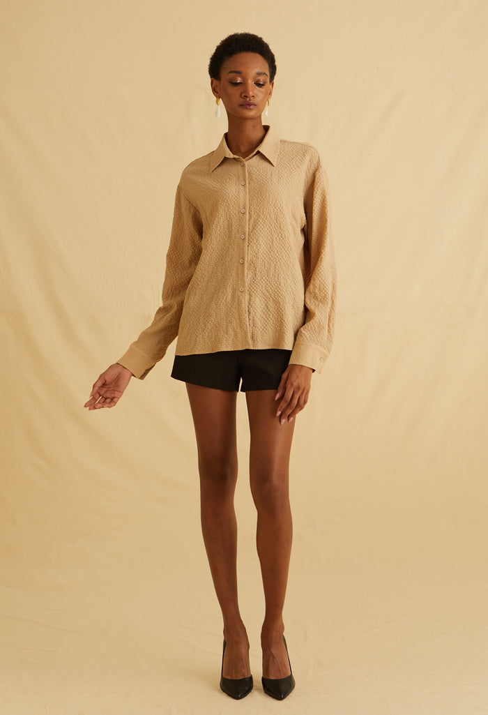 Grace Textured Collared Top