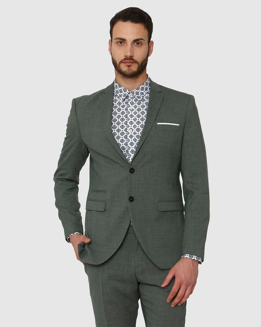 Green Double Button Slim Fit Formal Blazer