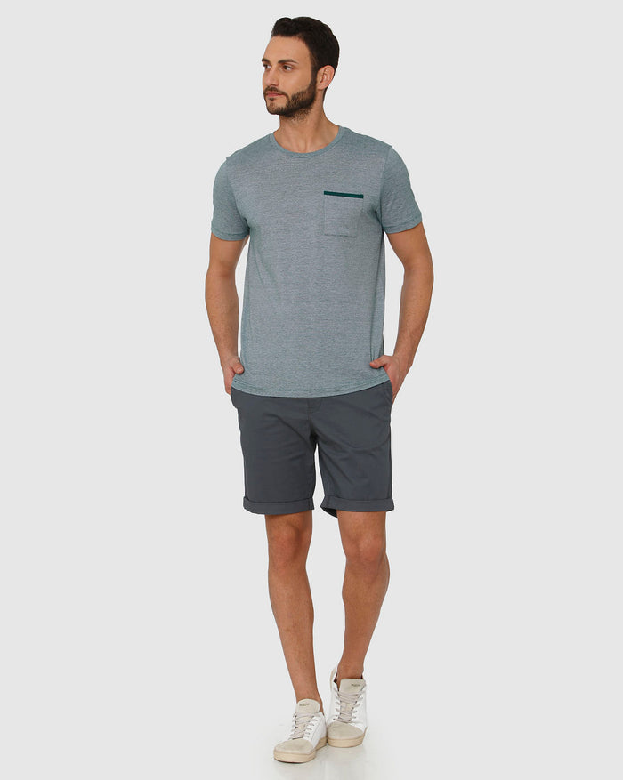 Green Front Pocket Crew Neck T-Shirt