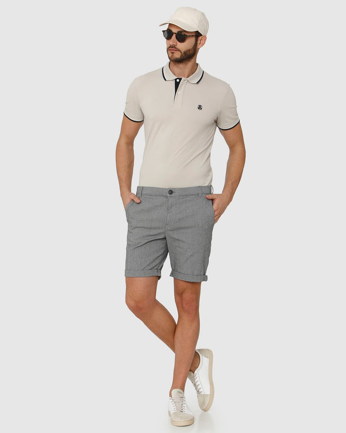 Grey Fine Striped Chino Shorts
