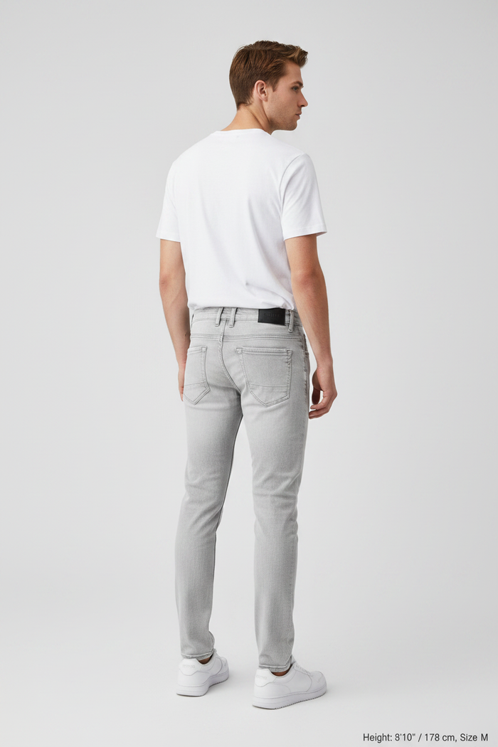 Halvik Light Grey Jeans - Back Three Quarter