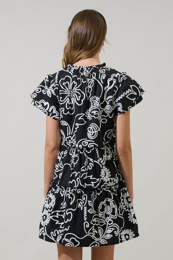 Haylie Floral Empire Tiered Mini Dress