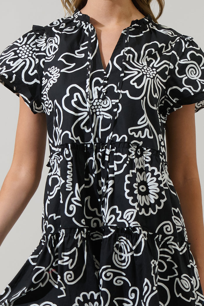 Haylie Floral Empire Tiered Mini Dress