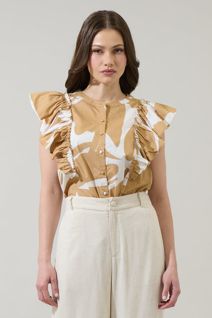Hazel Abstract Vance Button Front Blouse
