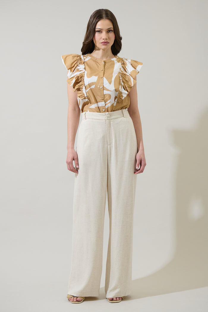 Hazel Abstract Vance Button Front Blouse