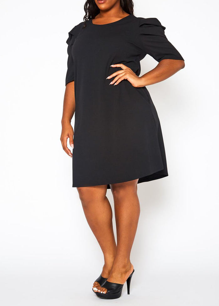 Hi Curvy Plus Size Women Ruffle Short Sleeve Bodycon Dress Made in USA