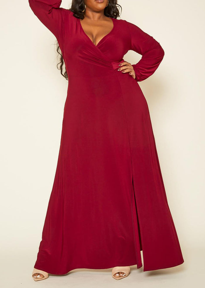 Hi Curvy Plus Size Women Solid Flare Maxi Dress