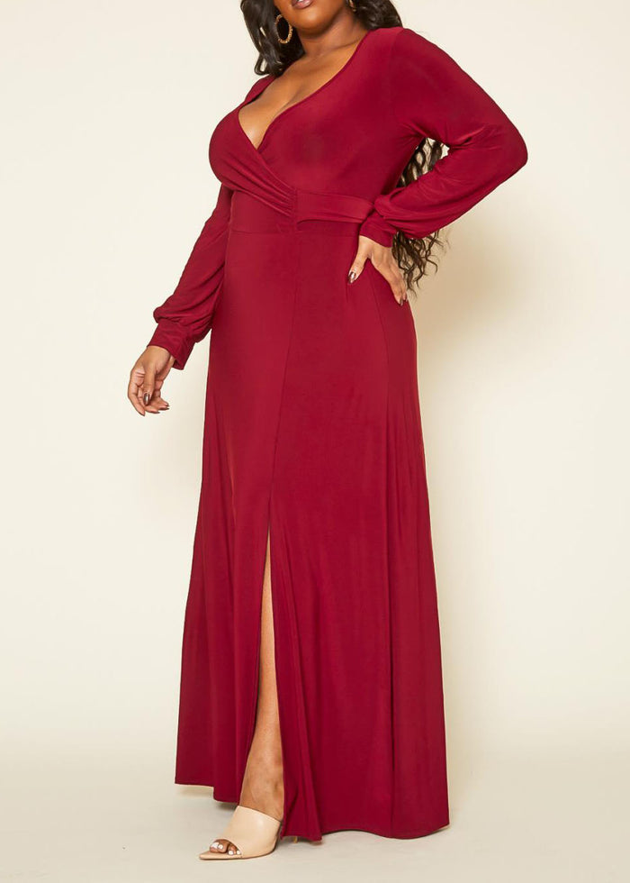 Hi Curvy Plus Size Women Solid Flare Maxi Dress