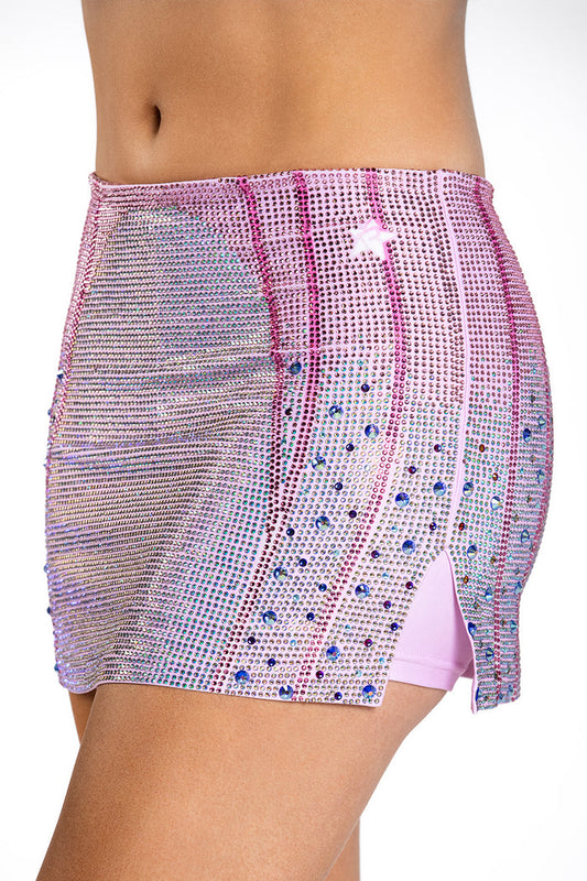 High Rise Crystal Couture Skirt in Lover - Special Order