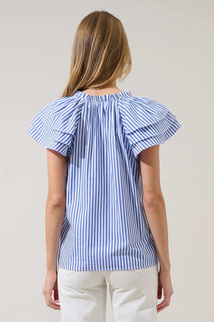 Hita Ruffle Top Messa Stripe