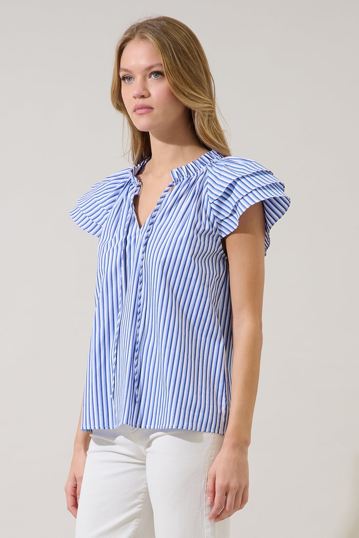 Hita Ruffle Top Messa Stripe