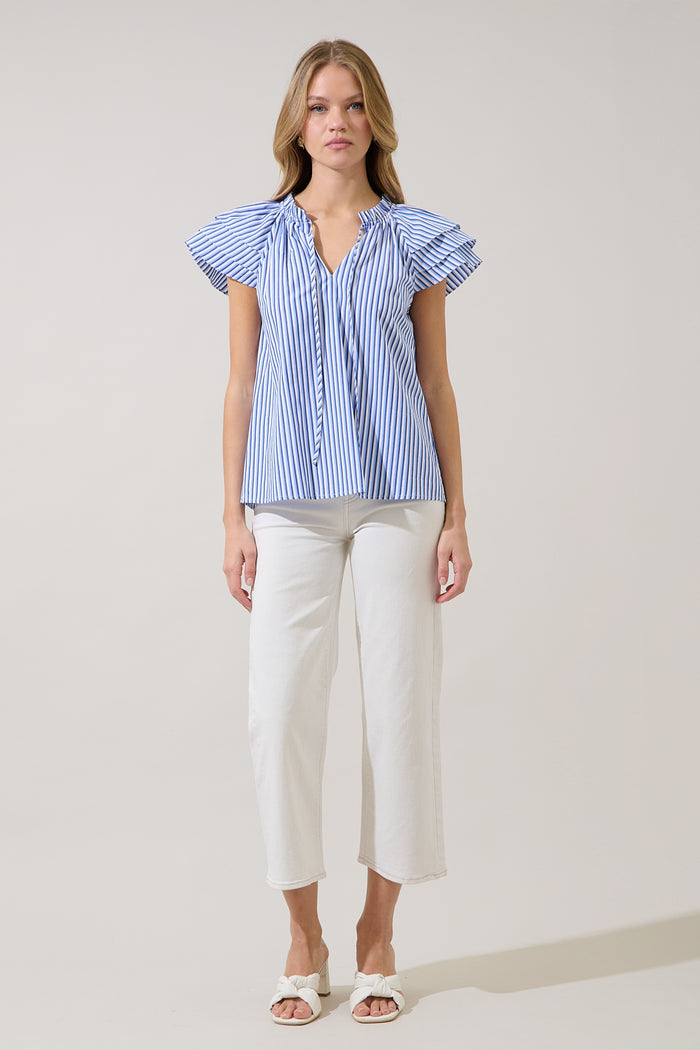 Hita Ruffle Top Messa Stripe