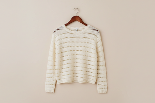 Hollow Out Knit Round Neck Sweater - Sweaters & Cardigans/Sweaters