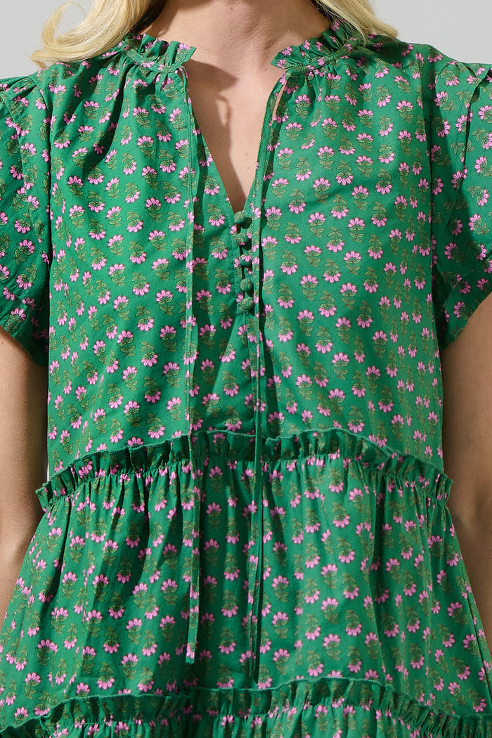 Isha Floral Empire Tiered Mini Dress