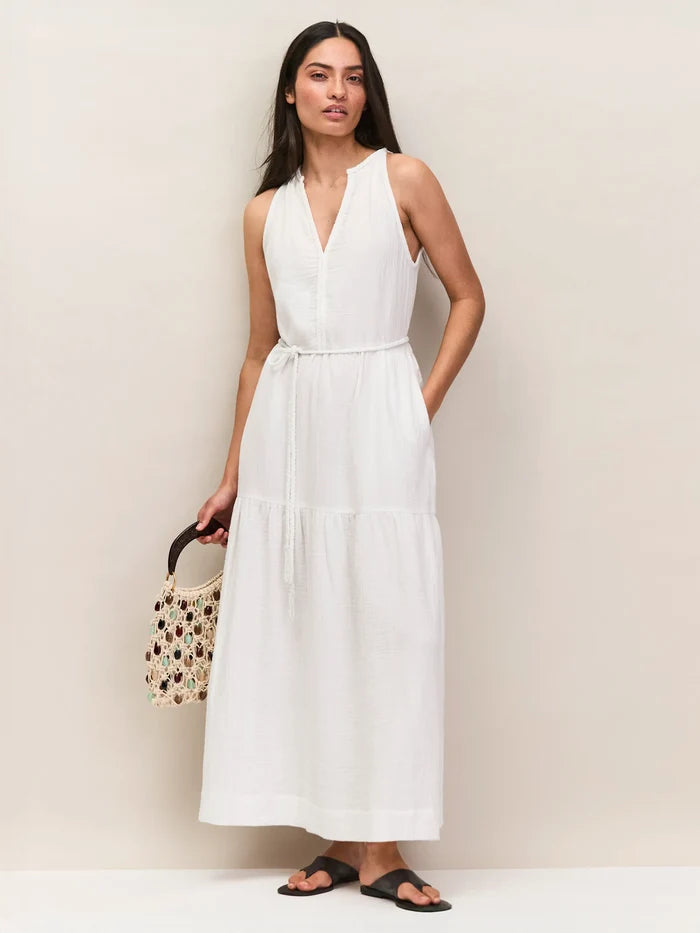 Ivory Cheesecloth Rope Belt Dress Resort