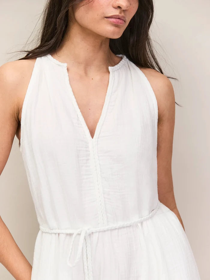 Ivory Cheesecloth Rope Belt Dress Resort