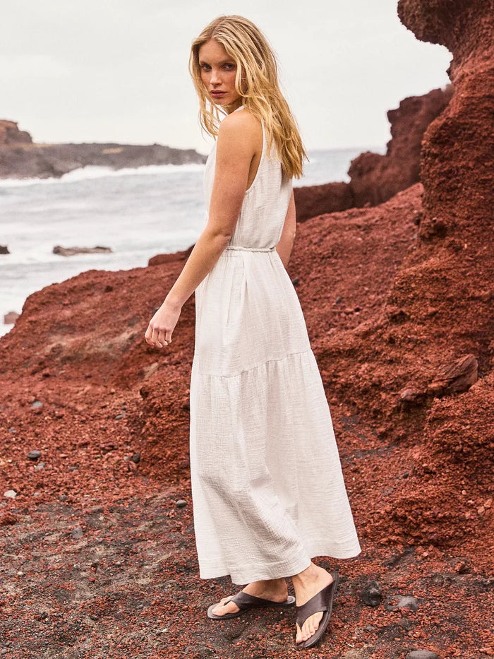 Ivory Cheesecloth Rope Belt Dress Resort
