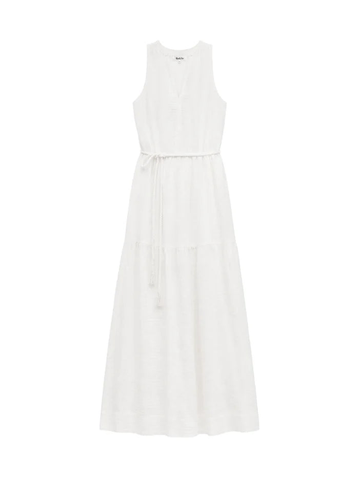 Ivory Cheesecloth Rope Belt Dress Resort