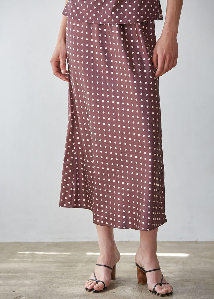 Jenny Polka Dot Midi Skirt - Chocolate