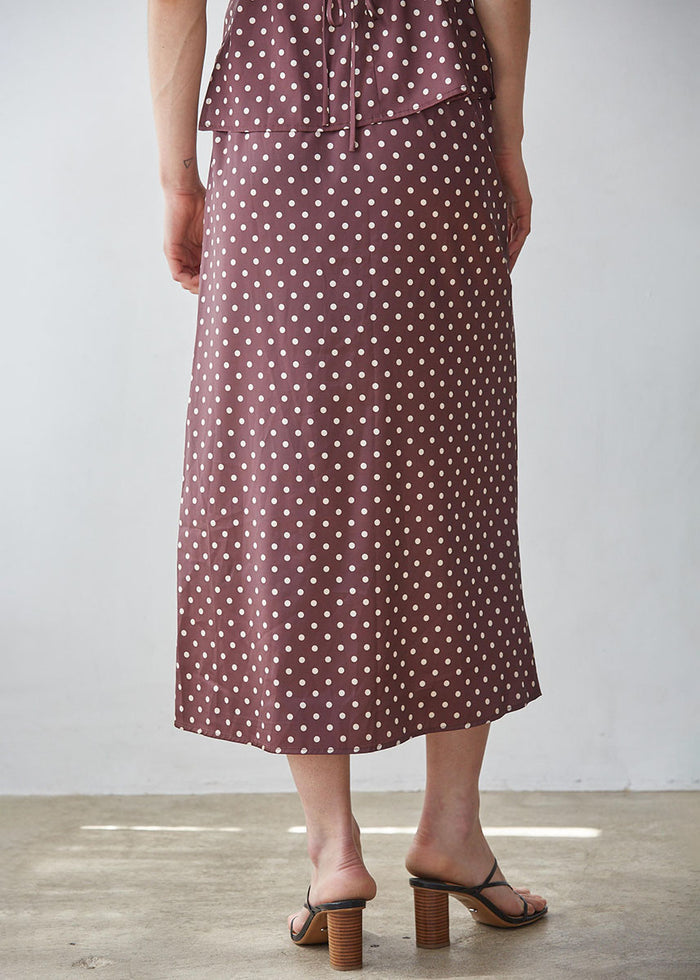 Jenny Polka Dot Midi Skirt - Chocolate