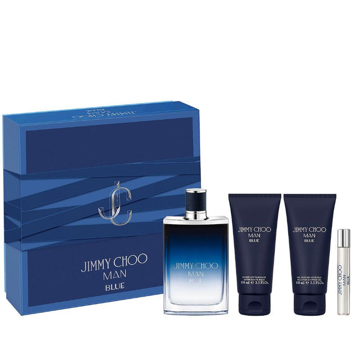 Jimmy Choo Blue by Jimmy Choo for Men 3.4 oz EDT 4pc Gift Set