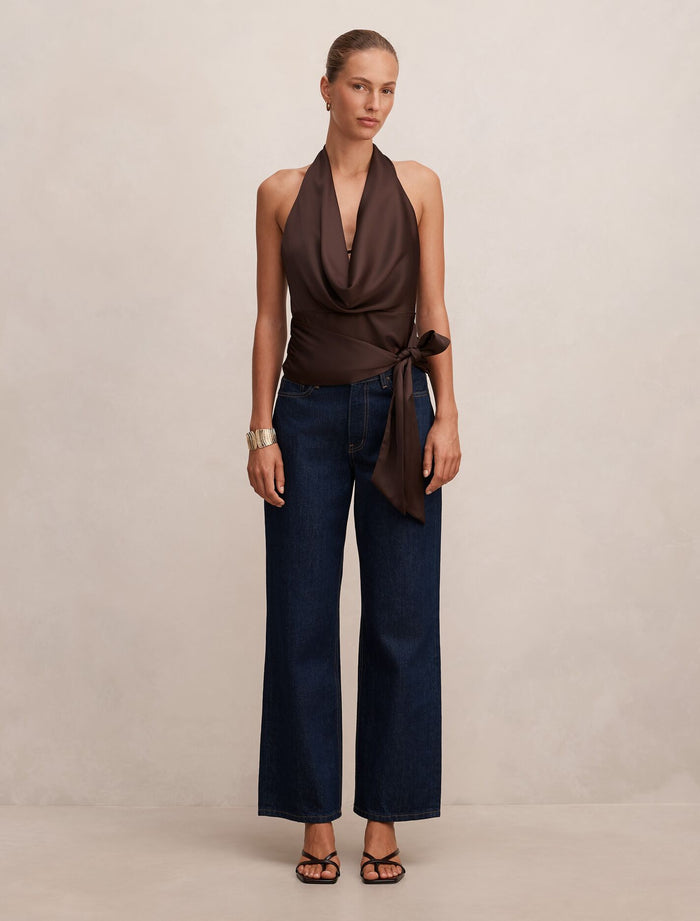 Jordyn Cowl Halter Tie Top Forever New