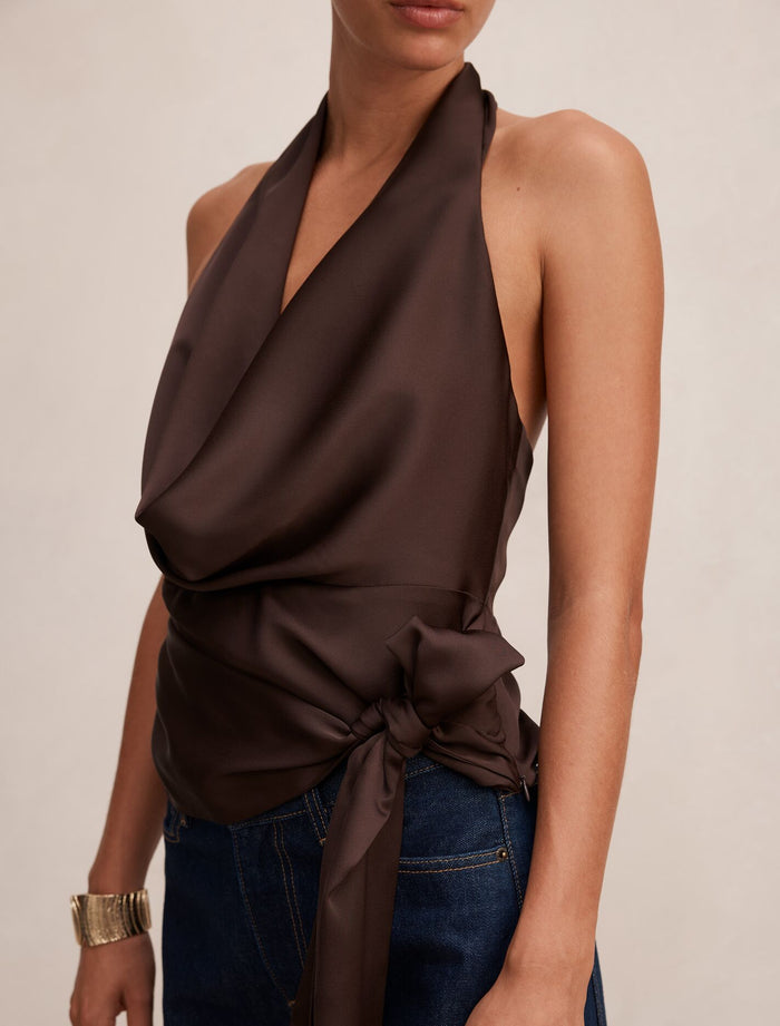 Jordyn Cowl Halter Tie Top Forever New