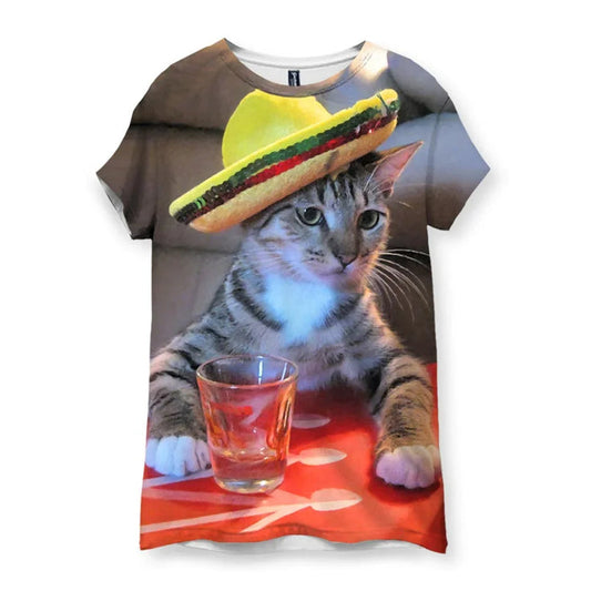 A stoic tabby feline rendered in photorealistic warm taupe and cocoa brown leans casually against a vibrant fiesta red surface (evoking a humorous bar-side posture). Contact us with accessibility feedback, we'd love to help!