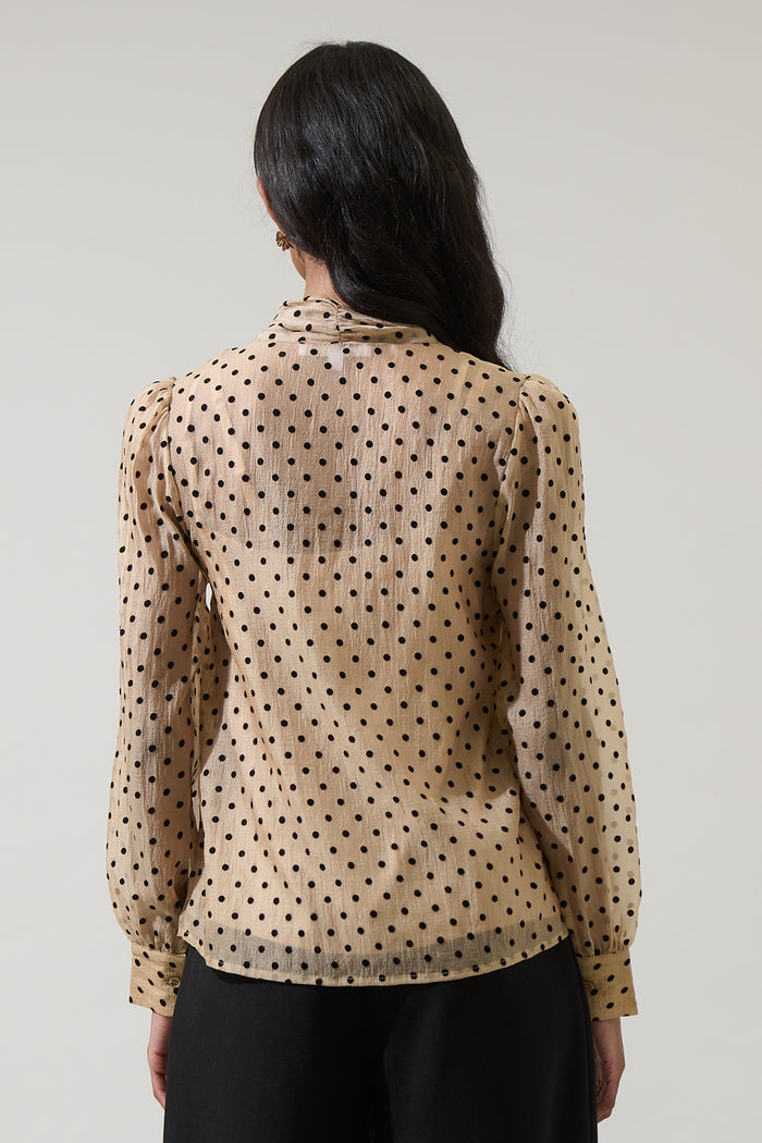 Junira Polka Dot Nolani Button Down Blouse