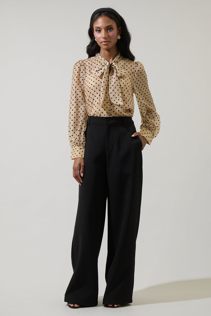 Junira Polka Dot Nolani Button Down Blouse