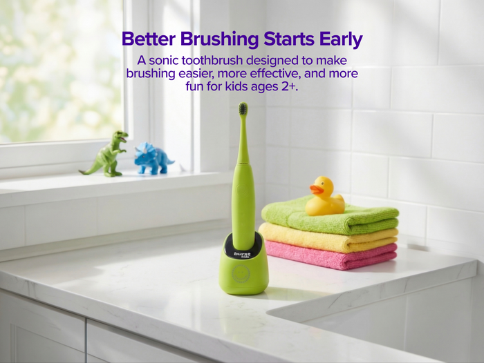 Color: Green; kids sonic toothbrush