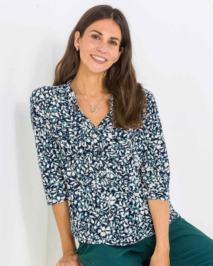 Lainey Patterned Jersey 3/4 Sleeve Blouse - James Meade