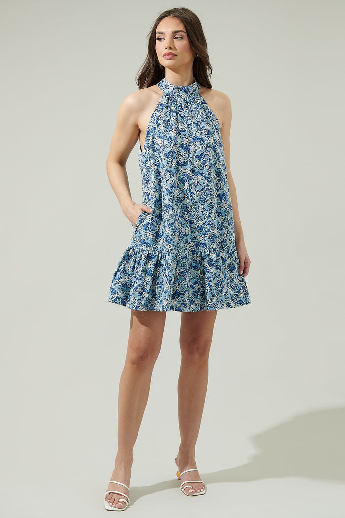 Laly Embroidered Mini Ruffle Dress