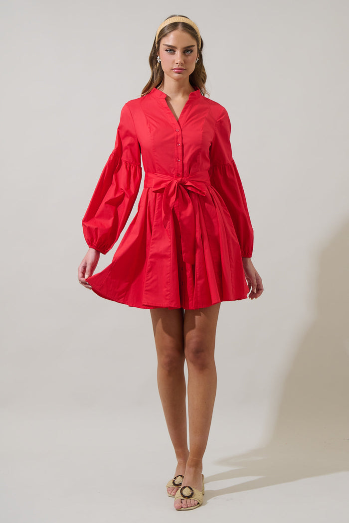 Laria Poplin Button Down Mini Dress