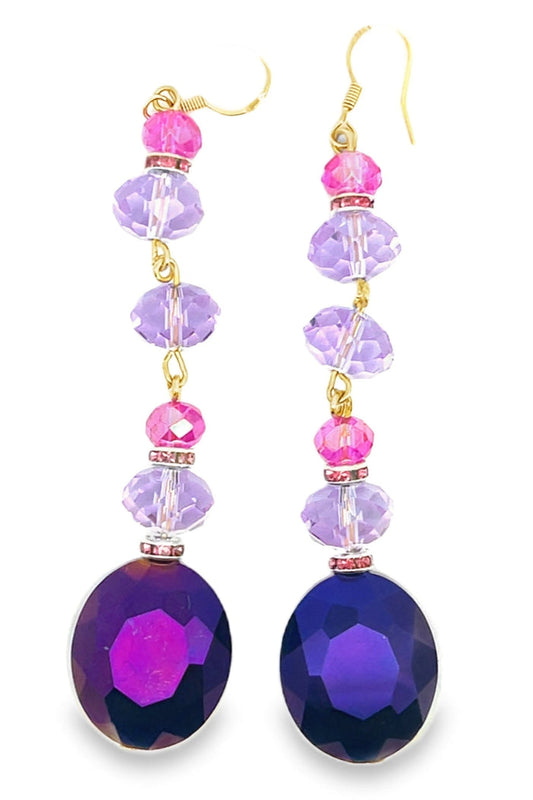 Style the Lavender & Deep Purple Crystal Dangle Earring exclusively at Born To Glam