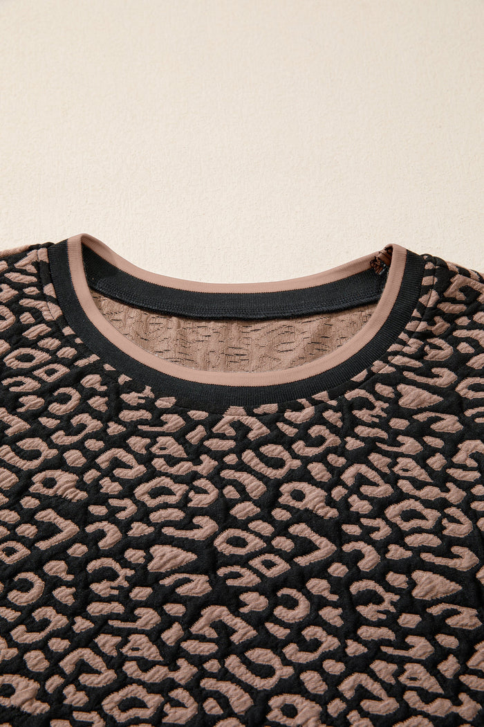 Leopard Print Bubble Sleeve Shift Mini Dress - Dresses/Mini Dresses