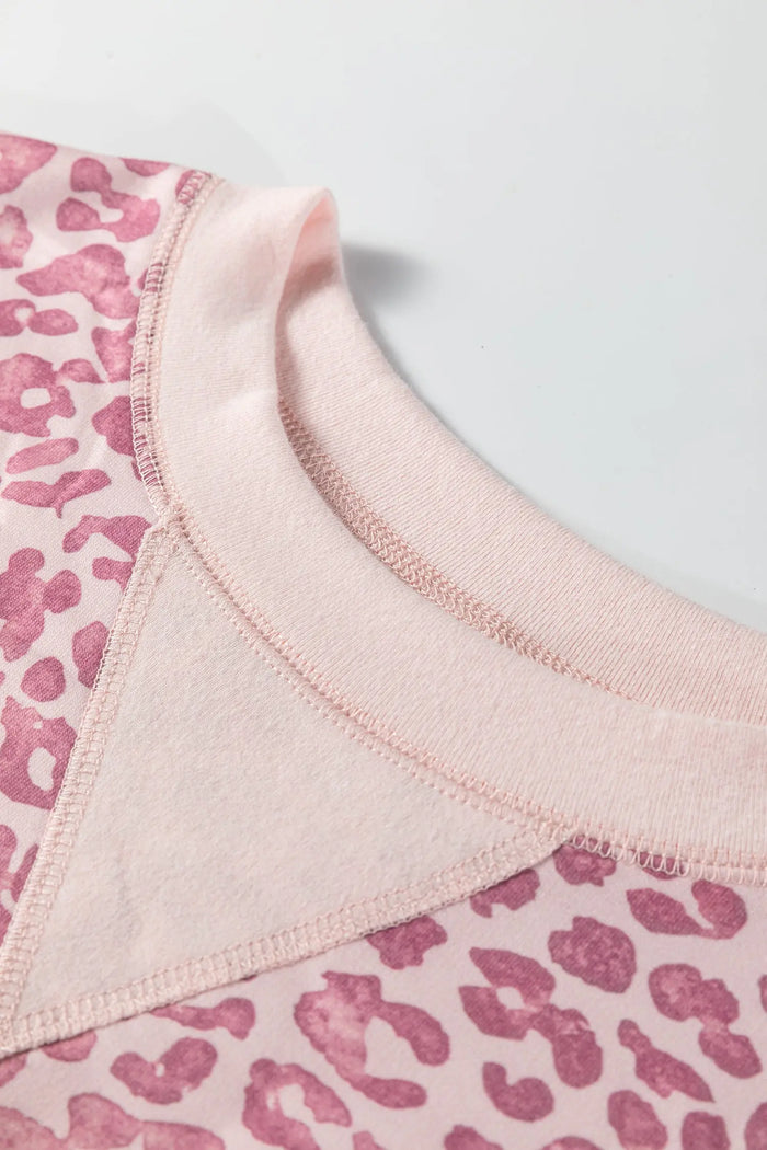 Leopard Print Crew Neck Sweatshirt - Tops/Sweatshirts & Hoodies
