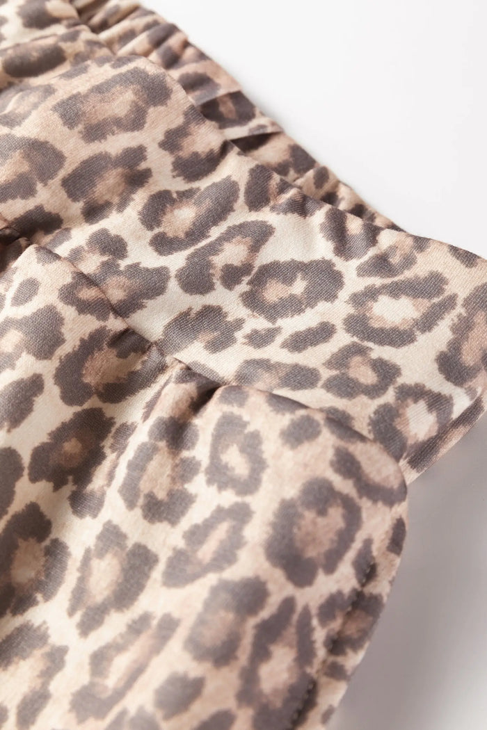 Leopard Print V-Neck Pullover Mini Skirt Co-ord Set - Two Piece Sets/Two Dresses