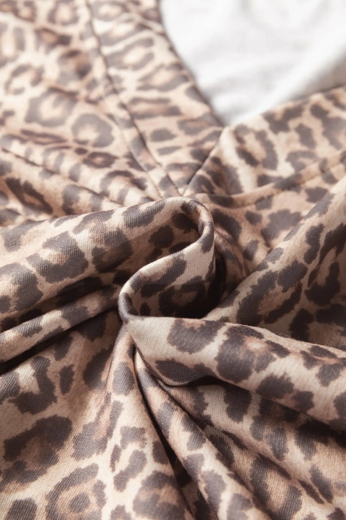Leopard Print V-Neck Pullover Mini Skirt Co-ord Set - Two Piece Sets/Two Dresses
