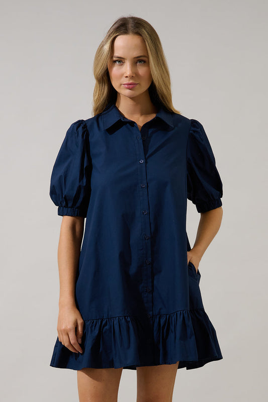 Levy Button Down Shift Dress