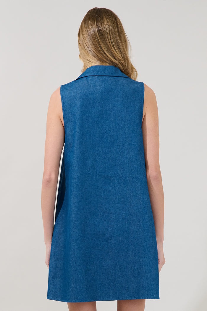 Lexya Collared Shift Mini Dress Chambray