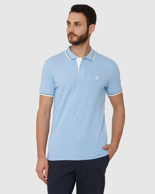 Light Blue Contrast Tipping Crew Neck T-Shirt