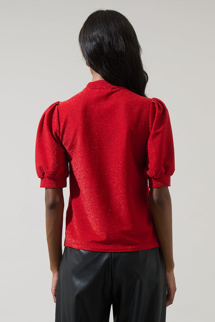 Lisette Shimmer Bow Tie Top
