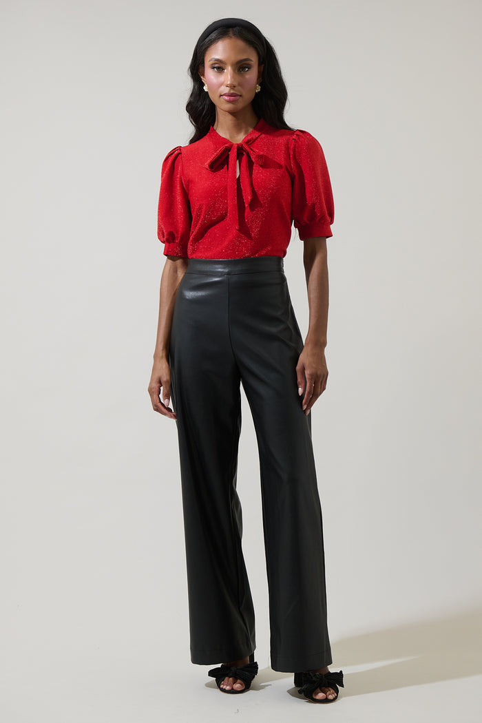 Lisette Shimmer Bow Tie Top