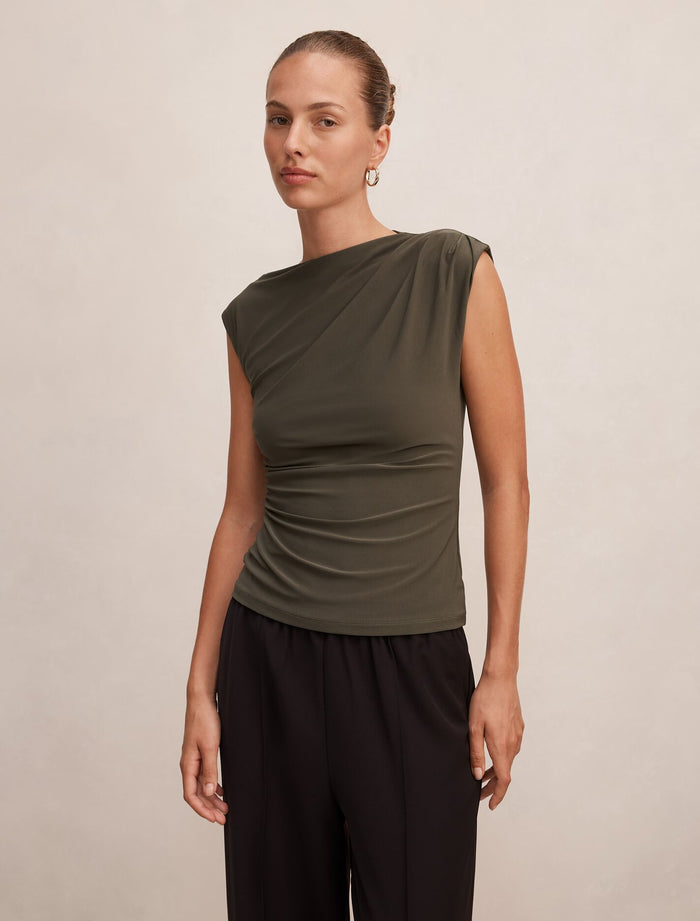Logan Asym Shoulder Top Forest Night Forever New