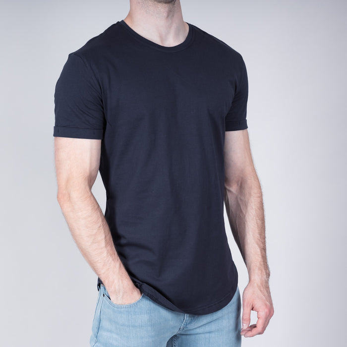 Lomond Jersey Curved Hem Crew Neck T-Shirt - Medieval Blue