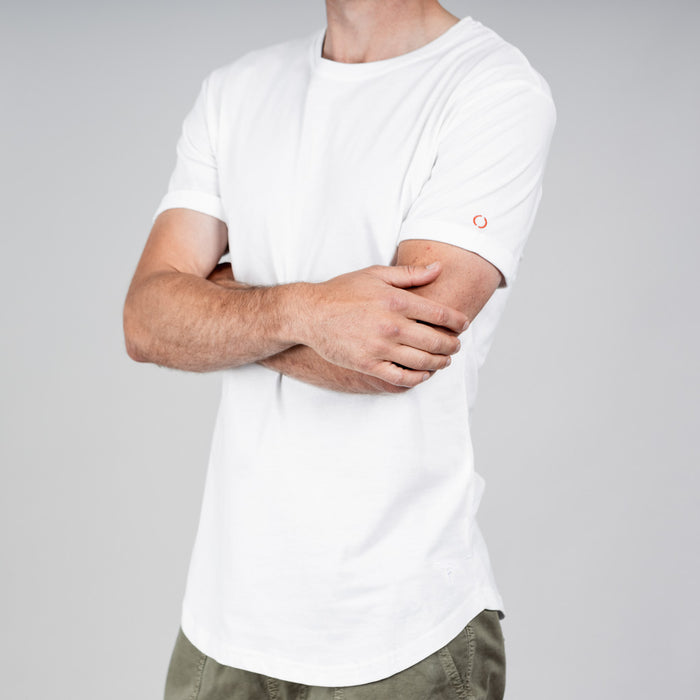 Lomond Jersey Curved Hem Crew Neck T-Shirt - Optic White